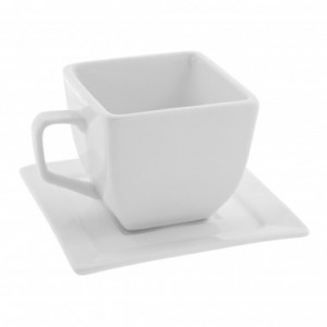 White Square Coffee Cup & Saucer