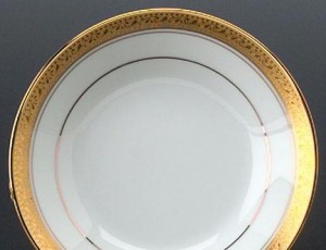 fancy gold soup bowl
